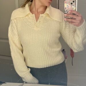 Astr Cream Cowl Neck Sweater